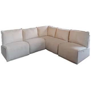 KAWOLA Sofa LUNA Ecksofa mit Relaxfunktion Cord cremeweiß