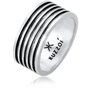 KUZZOI Ring Herren Bandring massiv Rillen 925 Silber, Gr. 60, grau, Fingerringe, Herren, 60, Silber 925 (Sterlingsilber), Silberring