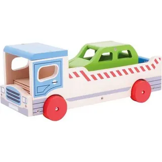 Bigjigs Toys Abschleppwagen aus Holz mit Auto - Braun
