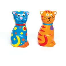 Baker Ross AG761 Spardosen „Katze“ aus Keramik für Kinder zum Bemalen und Dekorieren (2 Stück), 12 cm