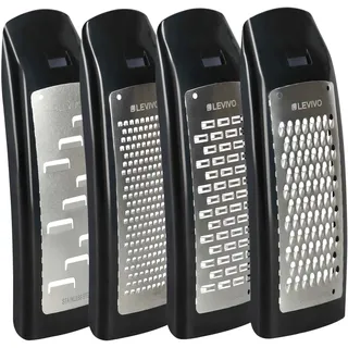 Levivo Erweiterungs-Set für Käsereibe, 4-Tlg. , Edelstahl, Schwarz, 7.5 x 5.5 x 16.5 cm, 4-Einheiten