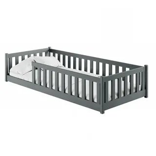 Kids Collective Kinderbett Bodenbett 90 x 200 cm Kiefer massiv grau