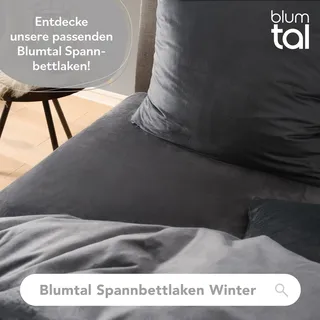 Blumtal Bettwäsche 2x 135x200 & 2x 80x80cm Cashmere-Touch Plüsch in Dunkelgrau - Dunkelgrau