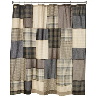 Woolrich Winter Hills Duschvorhang aus Baumwolle, kariert, für Badezimmer, 183 x 183 cm, Hellbraun