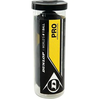 Dunlop Squashbälle Pro doppelGelb, 3 Stück in der Dose, Offizieller Turnier-Squashball, Nicht angegeben, Yellow (or possibly Black)