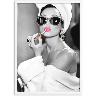 Klassische Kunst Audrey Hepburn Porträt Make-up Leinwanddruck Poster Wohnzimmer Wanddekoration sexy Schönheit Frau Audrey Hepburn Bild Gemälde Kunstwerk, ungerahmt,50x70cm