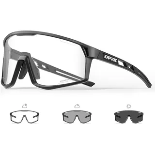 KAPVOE Photochromatische Selbsttönend Fahrradbrille für Herren Damen Klar Sportsonnenbrille TR90 Rahmen Sport Radfahren MTB Radbrille UV400 Schutz Sportbrille für Laufen Fahren Baseball Triathlon 04