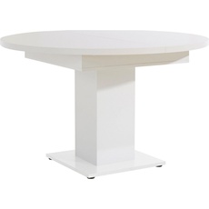 Bild Esstisch mit Auzugsfunktion in 2 Größen weiß matt / Edelstahloptik ausziehbar auf 160 cm x 120 cm