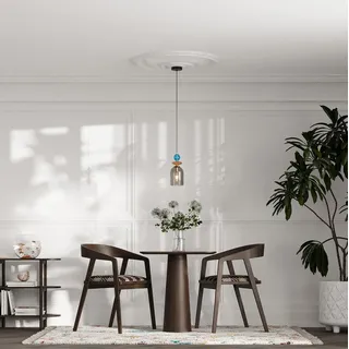 Dekorative Hängeleuchte, weißer Glasschirm, dekorative Elemente, 1xE27 15W, TROPEA Light Prestige