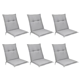 Beautissu 6er Set Niedriglehner Auflagen Base NL, 100x50cm, Grau - Grau