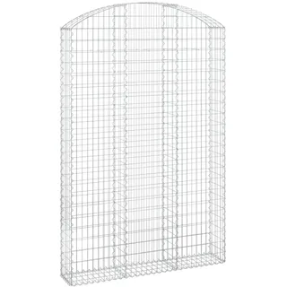 vidaXL Gabione mit Hochbogen 150x30x220/240 cm Verzinktes Eisen - Silber