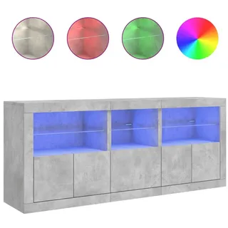 vidaXL Sideboard mit LED-Leuchten Betongrau 162x37x67 cm