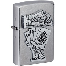 Zippo Taschenfeuerzeug mit Toten-Mans-Handemblem-Design., 49536, Street Chrome Dead Mans Hand Emblem, Einheitsgröße