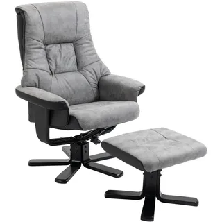 Homcom Relaxsessel Mikrofaser 82,5 x 109 x 78 cm Grau mit Hocker