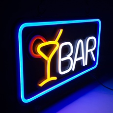 FITNATE Neon Sign, Superhell Barschild, 50 x 26 cm Bar Neon Schild mit EU Stecker, 8 Blinkender Beleuchtungsmodus, Neon Light für Bar, Party, Neon Leuchtreklame, Leuchtschild, Neon Lampe