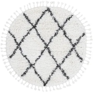 carpetfine Eddy Hochflor-Teppich Ø 80 cm 30 mm Schwarz