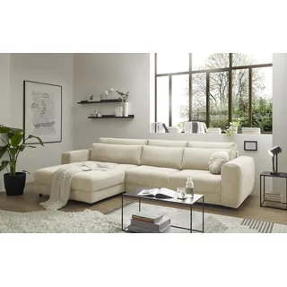 ed exciting design Ecksofa Creme 3-Sitzer, L-Form mit großer Liegefläche, modernes Sofa 333x194 cm