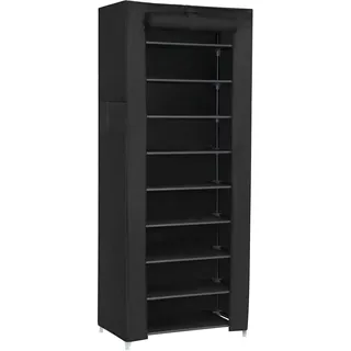 SONGMICS Schuhregal mit 10 Ebenen, 28 x 58 x 160 cm, Schuhschrank, Schuhaufbewahrung, mit staubdichtem Überzug, Schuh-Organizer, für High Heels, Sportschuhe, Metallgestell, schwarz RXJ10H