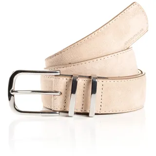 Synthetikgürtel TOM TAILOR "TTMILLIE", Damen, Gr. 90, beige (ecru), Materialmix, Gürtel Synthetikgürtel, Veloursleder mit Ziernähten – 3,5 cm breit
