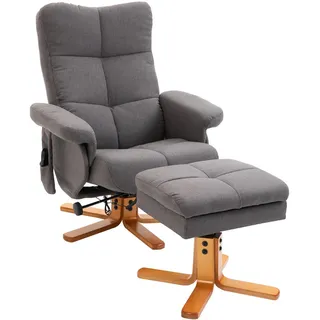 Homcom Massagesessel mit Fußhocker Kunstleder 86 x 99 x 80 cm Grau