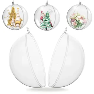 Koogel 20 Stück große transparente Kugel-Ornamente, 10,2 cm befüllbare Weihnachtskugeln, bruchsichere Ornament-Kugeln für Bastelarbeiten, Weihnachten, Hochzeit, Party-Dekoration