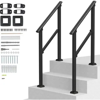 Vevor Handlauf-Set für 2–3 Stufen 2-teilig  Schwarz Karbonstahl