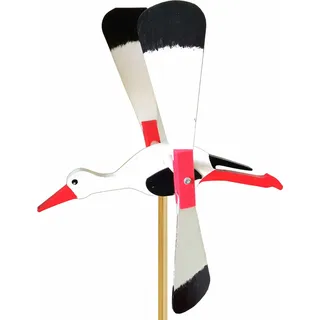 Gartenwindmühle GROSS 47cm Storch | Gartendekoration | Vogelscheuche | Garten-Windrad | Storchenfigur | Balkondekoration