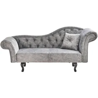 Beliani Rechtsseitige Chaiselounge LATTES Samtstoff Grau mit Kissen