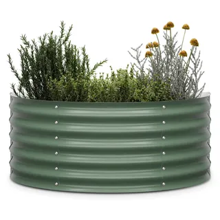 Blumfeldt High Grow Half Circle Hochbeet - Ergonomisches 200-l-Hochbeet aus Metall für den Garten, Rostfreier Galvalume-Stahl, 43 cm Höhe, Einfache Montage, Frostsicher, Dunkles Moosgrün - Grün