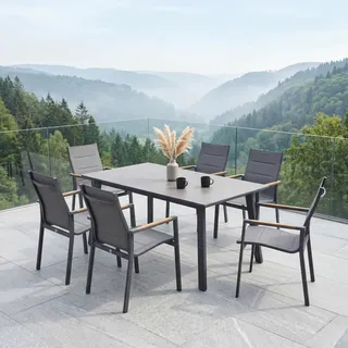 LC Garden Unicamo/Sunrest Gartenmöbel-Set Teak Armlehnen 7Tlg. 180x90cm