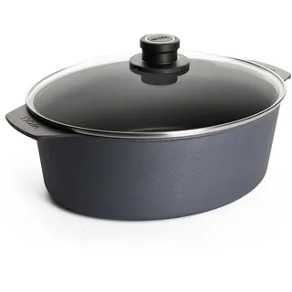 WOLL – Diamond Lite Bräter 31×26 cm, 6,0 Liter mit Glasdeckel – Antihaftbräter aus Aluminiumguss, backofenfest, für Ceran, Gas, Elektro & Halogen – Bräter – Schmortopf