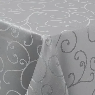 Homaxy Tischdecke Abwaschbar Rechteckig 130x160cm Polyester Tischtuch Tafeldecke Jacquard Tischwäsche Ornamente Schmutzabweisend Pflegeleicht, Grau