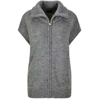 Kurzweste GOLDNER "Kurzgröße Melierte Weste mit Reißverschluss", Damen, Gr. 25, grau (grau, melange), Obermaterial: 55% Polyacryl PAN. 35% Polyester PES. 10% Schurwolle WV., Modisch, gerade, Westen Kurzweste, Troyerkragen mit durchgehendem Reißverschluss