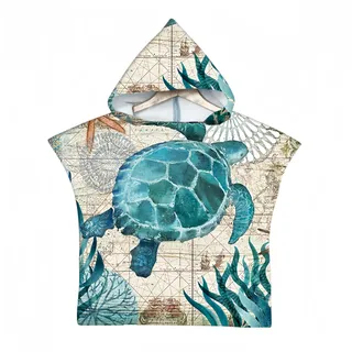 Proumhang Kinder Surf Poncho Badeponcho Mikrofaser Bademantel Strandtuch Frottee Wechselmantel Wassersport Poncho Mädchen Jungen 60 cm x 75 cm