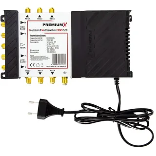 Premium X PXMS 5/6 Multischalter mit Netzteil Multiswitch 1 SAT für 6 Teilnehmer Satverteiler Digital HDTV FullHD 4K UHD 8K