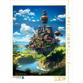 CALVENDO Puzzle Fliegende Insel im Anime Manga Style | 1000 Teile Lege-Größe 64x48cm Foto-Puzzle für glückliche Stunden