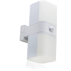 HUBER LED Wandlampe mit Bewegungsmelder 140° 20W, 3300lm I IP65 geschützte LED Außenleuchte mit Bewegungssensor I Wandleuchte innen, Tube, weiß