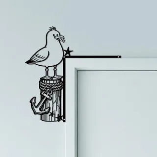 CUTHOLLOW Möwe und Anker Türrahmen Deko Metall Wanddeko | 25x25cm Türrahmen Schild, Tür Deko, Wanddeko Tür, Hängende Fensterdeko, Metall Dekoschild für Zuhause & Büro