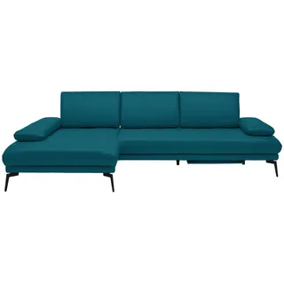 Celina Home Ecksofa , Petrol , Leder , Echtleder , Rindleder, Spaltleder , Ottomane links, L-Form , 273x187 cm , Made in Eu , Fußauswahl, Lederauswahl, Stoffauswahl, seitenverkehrt erhältlich, Hocker erhältlich, Rücken echt , Wohnzimmer, Sofas & Couches, Wohnlandschaften, Ecksofas