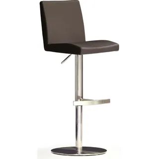 Bistrostuhl MCA FURNITURE "BARBECOOL Barhocker Bistrostuhl Tresenhocker", braun (braun, edelstahl gebürstet), B:40cm H:85cm T:52cm, Leder, Stühle, Bistrostuhl, mit Rückenlehne,Bodenplatte rund, 360 drehbar, Sitzhöhe von 56-81 cm