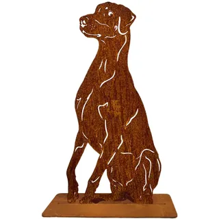 Terma Stahldesign Rost Hund Dobermann lebensgroß Metall Gartenfigur Handmade Germany wetterfest Gartendeko Tierfigur Grabdeko Geschenk