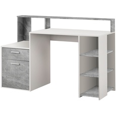 Bild Schreibtisch Bolton Computertisch holz, weiß/beton, maße 138,5 x 92 x 92.0 cm (BHT)
