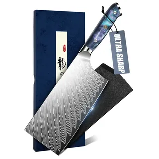 DRAGON RIOT Hackmesser Küche, Scharfes Küchenbeil mit Scheide, Profi Hackbeil Edelstahl Fleichmesser, Mehrzweck Chinesisches Kochmesser mit Ergonomischem Griff