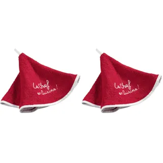 Douceur d'Intérieur, Geschirrtuch, rund, Durchmesser 60 cm, roter Frottee, Bestickt, Taupe (Packung mit 2)
