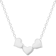 Halskette mit drei Herzen, minimalistisch, für Damen, 925er Sterlingsilber, Accessoire, Halskette