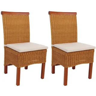 Mendler Esszimmerstuhl M42 Rattan Braun 2er Set