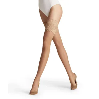 FALKE Damen Stay-Ups Seidenglatt 15 DEN Lace W Stu transparent einfarbig 1 Paar, Hautfarben Powder 4169, 8.5-9
