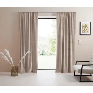 Vorhang "Samt Ladina" Gr. 2, beige (sand beige), B:140cm H:175cm, Polyester, Polyester, LEGER HOME BY LENA GERCKE, Gardinen, Vorhang, blickdicht, gewebt, verschiedene Größen, 1 Stück, Bestseller