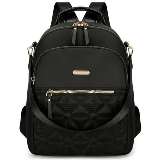 JANSBEN Rucksack Damen Klein, Cityrucksack Anti-Diebstahl Schultasche Nylon Schultertaschen Daypacks Damen Rucksackhandtaschen für Lässig Schule Reise Arbeit,Schwarz