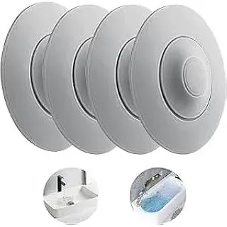 Universal Abflussstopfen Silikon 4 Stück,rutschfeste waschbeckenstöpsel Gummi mit Haarsieb und Badewannenstöpsel, Badewanne Ablaufstopfen,für Waschbecken, Dusche, Badewanne, Küchenspüle Grau